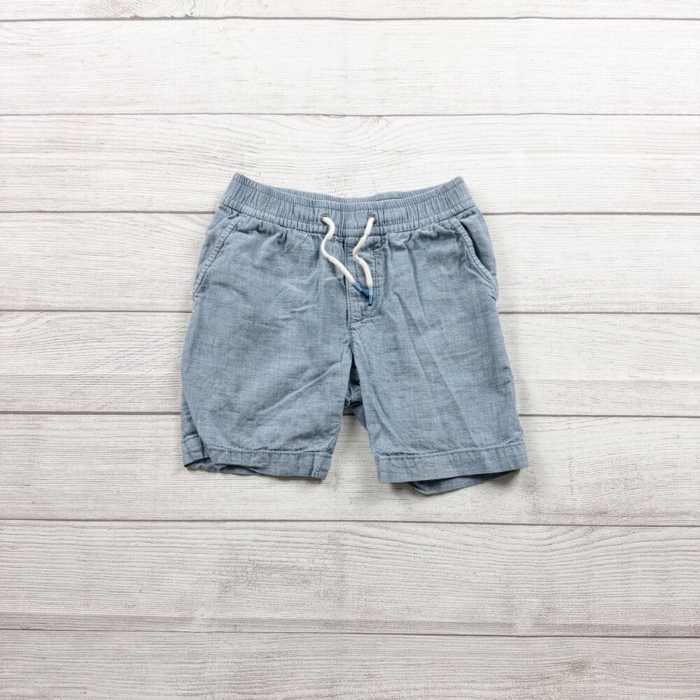 Gap Kids Boys Chambray Blue Pull On Shorts Elastic Waist Drawstring 6-7 S